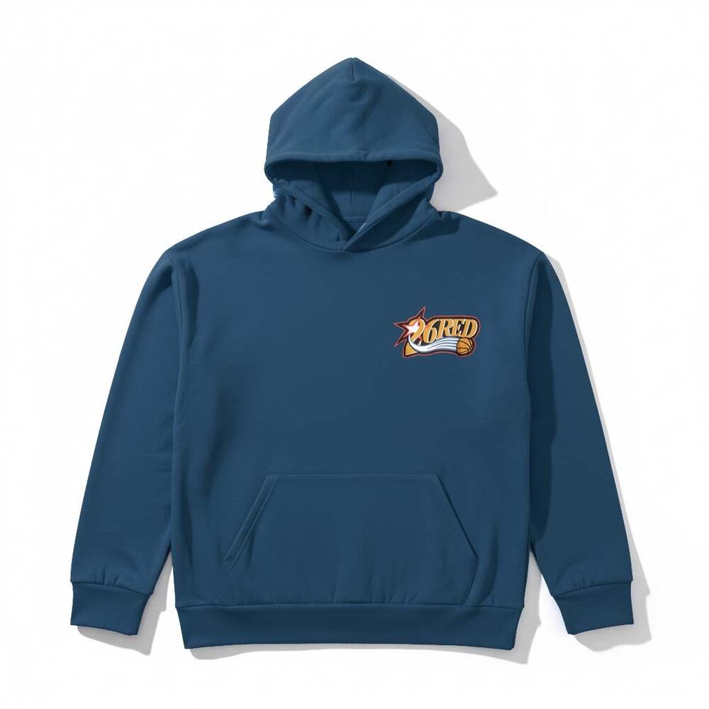 26 Red - "26ers" Navy Oversized Graphic Hoodie [Size Medium]